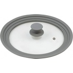 KingHoff Капак Kinghoff KH 1649, 24/26/28 cм, отвор за пара, силиконов ръб, универсален, сив (KH 1649)