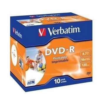 Verbatim DVD-R (10-pack)Printable/16x/4.7GB/Jewel (43521)