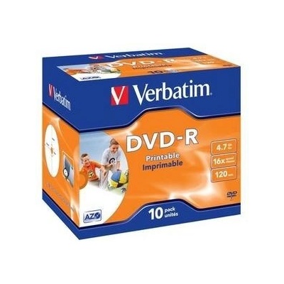 Verbatim DVD-R (10-pack)Printable/16x/4.7GB/Jewel (43521)
