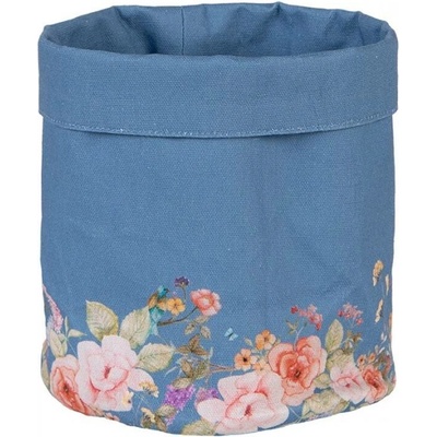 Modrý bavlněný košík na pečivo s květinovým motivem Floral Fiesta – 15x16 cm