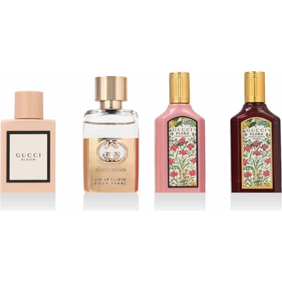Gucci Mini set EDP Bloom 5 ml + EDP Flora Gorgeous Gardenia 5 ml + EDP Flora Gorgeous Gardenia Intense 5 ml + EDT Guilty Pour Femme 5 ml pro ženy