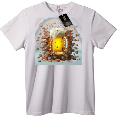 NOONEBRAND Тениска Щастлив ден с бирена почивка - XL, White