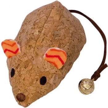Image 1 of Nobby Играчка за котка Коркова мишка, оранжев плат, със звънче и привличаща билка - 19 см, nobby Германия 80282