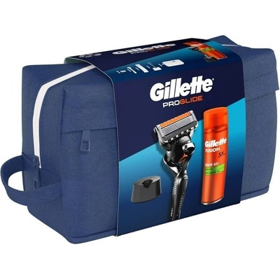 Gillette Cestovní sada ProGlide holicí strojek + Fusion gel na holení 200 ml + stojan