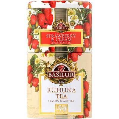 Basilur 2v1 Strawberry & cream a Ruhunu černý sypaný čaj v plechu 100 g