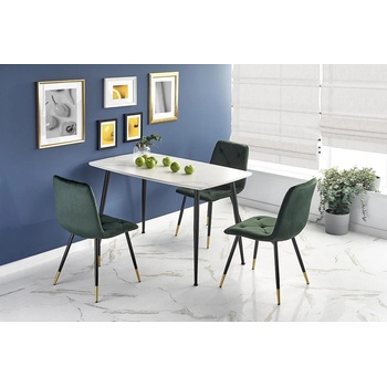 Halmar Правоъгълна маса marco бял мрамор / черно