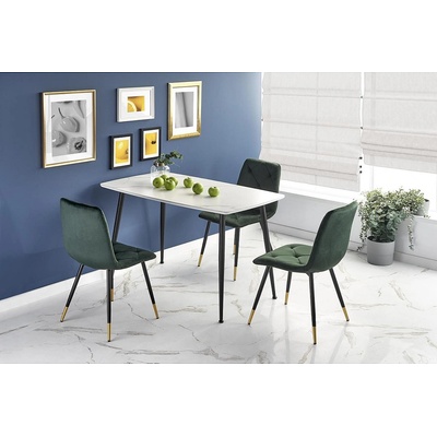 Halmar Правоъгълна маса marco бял мрамор / черно