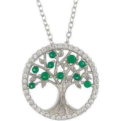 InfinitySilver Strieborný náhrdelník strom života zelený L47632045
