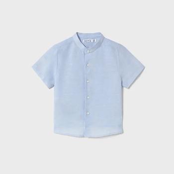 MAYORAL Риза къс ръкав полу яка лен в небесно син цвят за мини момче Майорал