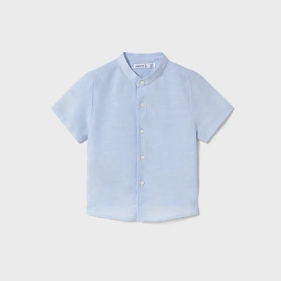 MAYORAL Риза къс ръкав полу яка лен в небесно син цвят за мини момче Майорал