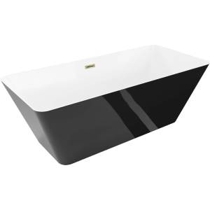 Mexen Velo Slim свободностояща вана 170 x 75 см, бяла/черна, прелив златен - 52811707575-50 (52811707575-50)