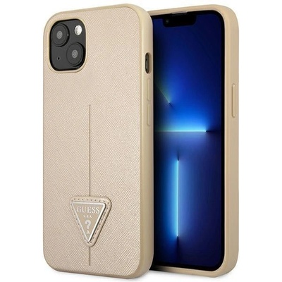 GUESS Кейс Guess GUHCP13SPSATLE за iPhone 13 mini 5, 4", бежов / бежов, твърд, SaffianoTriangle Logo (3666339040314)