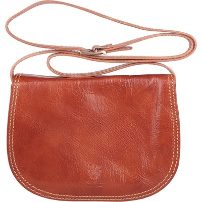Středně velká kožená crossbody kabelka no. 49 světlehnědá