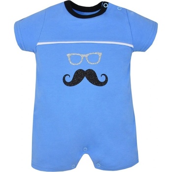 Koala Baby Гащеризон с къс ръкав Мустаци - Синьо (5901947799178)