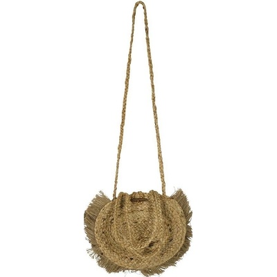 Přírodní kulatá jutová crossbody s třásněmi