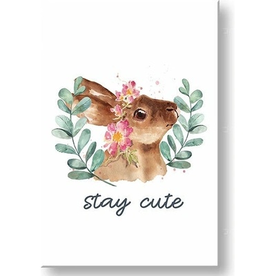 Papilora Obraz srnky s kvetmi na plátne do detskej izby — Stay Cute - 30x40 cm
