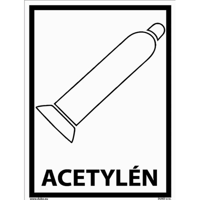DUKO ACETYLÉN se symbolem a textem Formát: 150 x 200 mm, Materiál: plast 1 mm, samolepící vinylová fólie