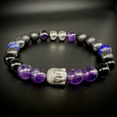 Živé kameny Minerální náramek BUDDHA Ametyst NARM2021346