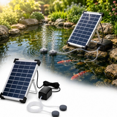 Fapiere Solární provzdušňovač jezírka AP206 – 2400 mAh baterie, 2 režimy, 5 W panel – Sleviste.cz