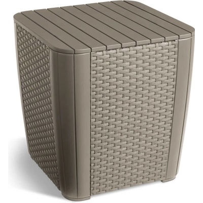 Keter Záhradný príručný stolík Luzon, okrúhle prútie, kapučínový