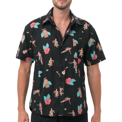 69SLAM pánska košile Hawaiial night (MSHHWN-BK)