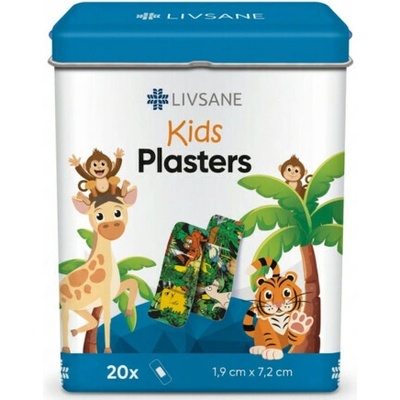 Livsane Detské Náplasti V Plechovej Krabičke prúžky (2 motívy) 19x72 mm, 1x20 ks