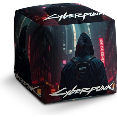 Sablio Taburet Kocka Cyberpunk 2077 Pohled do města: 40x40x40 cm