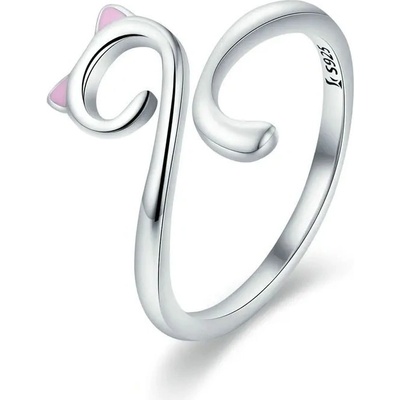 Grace Silver Jewellery Stříbrný prsten s motivem roztomilé kočky stříbro P SCR341 Stříbrná