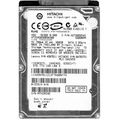 Hitachi Travelstar 5K500.B 500GB, 2,5", SATAII, 8MB, 5400rpm, HTS545050B9A300