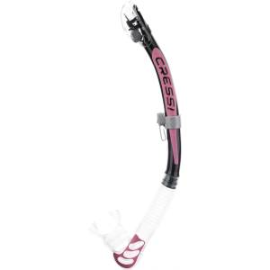 CRESSI Alpha Ultra Dry Snorkel Transparent/Black/Pink - Dry Snorkel for Diving Freediving and Snorkeling, Transparent/Black/Pink, One Size Unisex - ES258054 (ES258054)