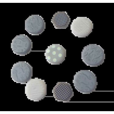 Korálky kolečka mix 15 - 18 mm- originální design šedý vzor - sada 10 ks