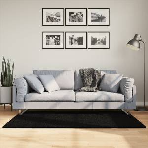 vidaXL Килим HUARTE с къс косъм, мек и миещ се, черен, 80x150 см (375109)