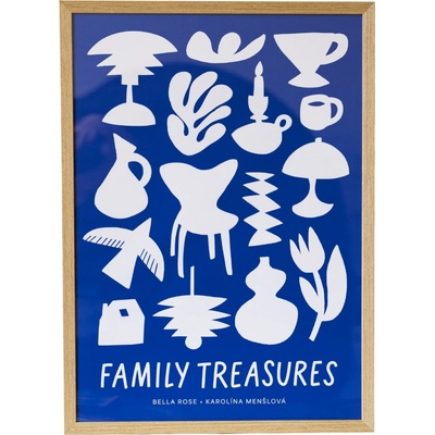 Bella Rose Plagát Family Treasures Beige / Blue 50 x 70 cm