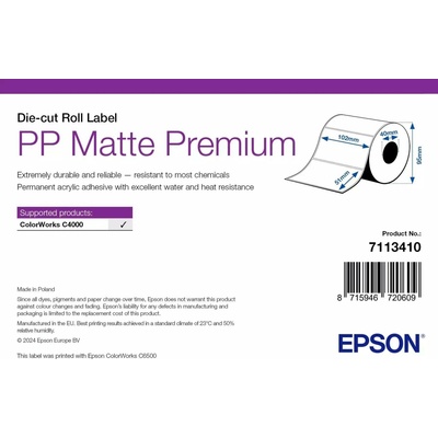Epson 7113416 PP Matte Label Premium pro ColorWorks 203 x 152 mm 1000 bílých samolepicích etiket