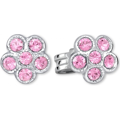 Soliter Strieborné kvietkové náušnice s ružovými zirkónmi 438 001 01258 0400440