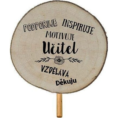 Zapichovátko do květináče 30 cm – pro pana učitele (Dřevěné zapichovátko k bylinkám 30 cm)