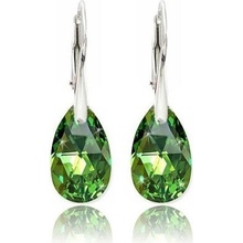 Swarovski Elements Pear krystal stříbrné visací zelené slzičky kapky 51056.3 Peridot zelená světlá