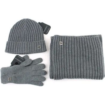 Комплект мъжки вълнен шал, шапка и ръкавици Granadilla Top Wool Set 3, Сив