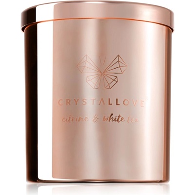 CRYSTALLOVE Golden Scented Candle Citrine & White Tea ароматна свещ 220 гр