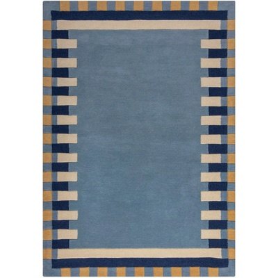 Flair Rugs Син ръчно изработен вълнен килим 120x170 cm Kai Wool Border - Flair Rugs (503119376929)