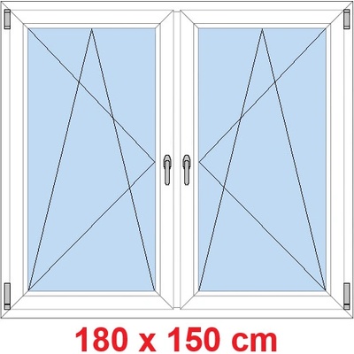 Soft Dvoukřídlé plastové okno 1800 x 1500 mm OS+OS se sloupkem Zlatý dub