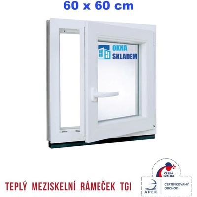ERKADO Plastové okno 600 x 600 mm Bílé / Antracit otevíravé i sklopné pravé