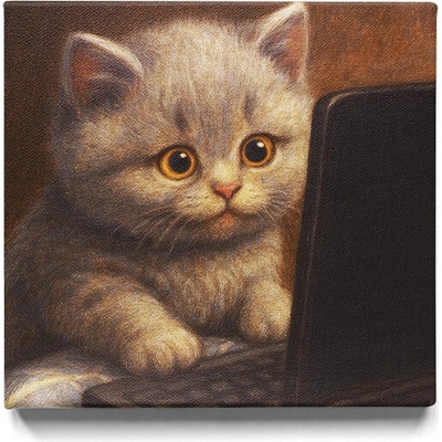 KRAFTHOUSE.EU IT Koťátko – Programátor na Plátně Premium Canvas | 100% bavlna | Různé rozměry Velikost: 50 x 50 cm