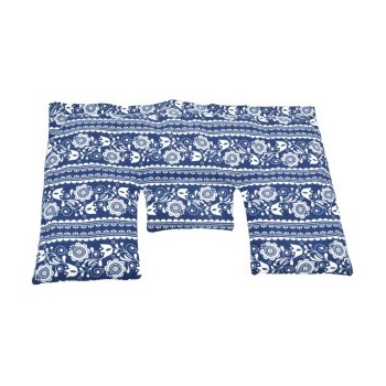 TORF ZIEGLER Krční polštářek s třešňovými peckami, modro-bílý folklór 40 x 25 cm