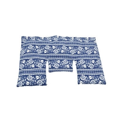 TORF ZIEGLER Krční polštářek s třešňovými peckami, modro-bílý folklór 40 x 25 cm