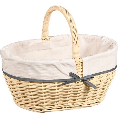 Kesper Piknikový koš z pleteniny s víkem a textilní podšívkou 40 x 28 cm béžová