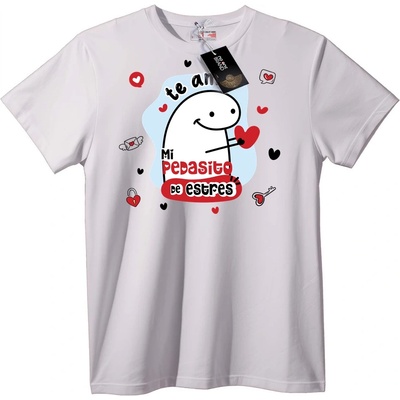NOONEBRAND Тениска Моят малък стресов любим - L, White