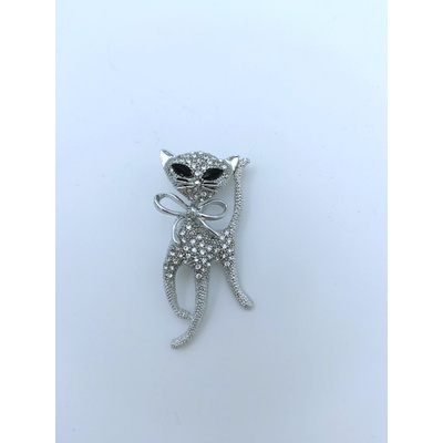 Phoenix brož Elegantní kočka s mašlí stříbrná 1427111745