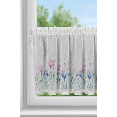 Takoy Záclonka DOLOREZ z etamínu, zdobená potiskem květin a krajkou 150 x 60 cm-HF-468481 | 150 x 60 cm