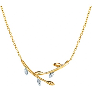 SAVICKI Колие с листо savicki: злато, диаманти